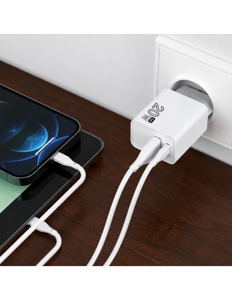 Caricatore GaN 20 W con porta USB-C e USB-A