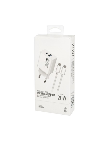Caricatore GaN 20 W con porta USB-C e USB-A