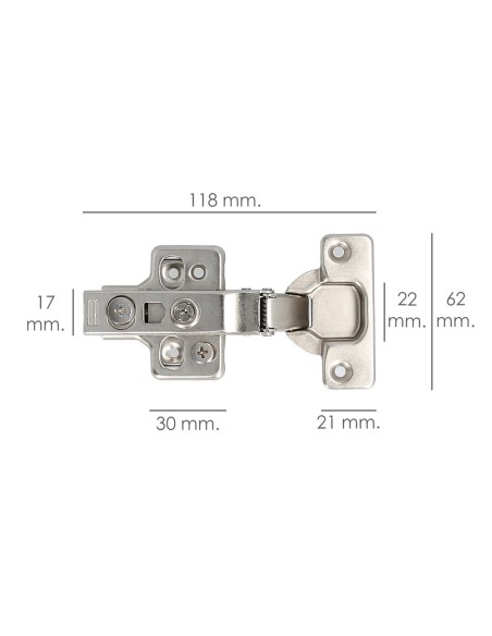 Straight Flush Hinge with Damping 35 mm Soft Close