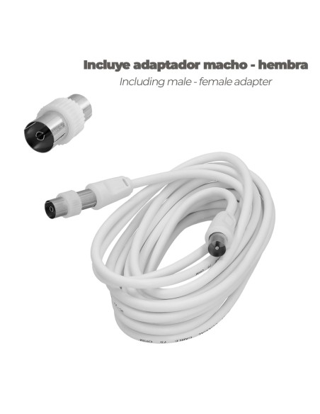 Cable de video HDMI 3 metros conector 9,5 mm blanco
