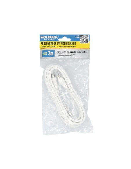 Cabo de vídeo HDMI 3 metros com conector 9,5 mm branco