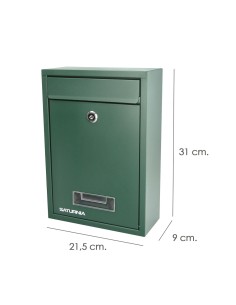 Square Green Mailbox 26x9x31 cm 2