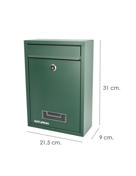 Cassetta postale quadrata verde 26x9x31 cm