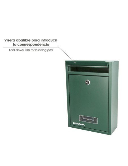 Cassetta postale quadrata verde 26x9x31 cm