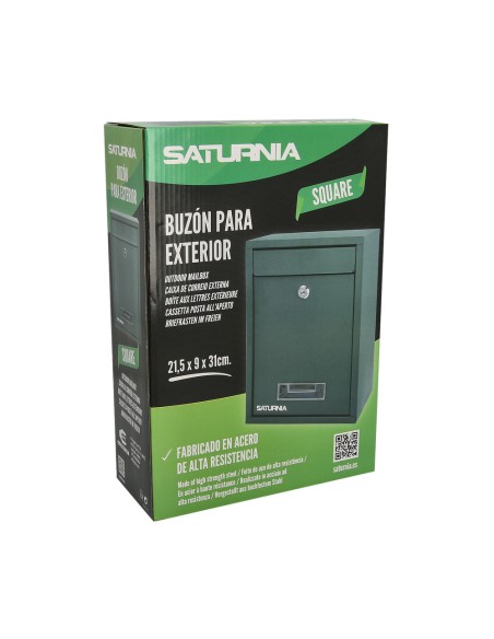 Cassetta postale quadrata verde 26x9x31 cm