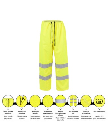Waterproof high visibility pant size S class 2