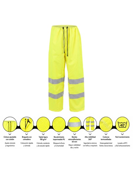 Waterproof high visibility pant size S class 2