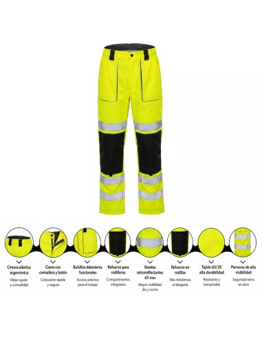 High visibility pant size S with reflective stripe