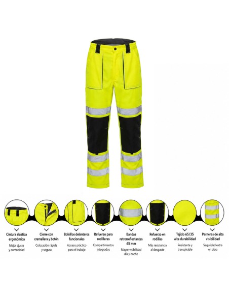 High visibility pant size S with reflective stripe