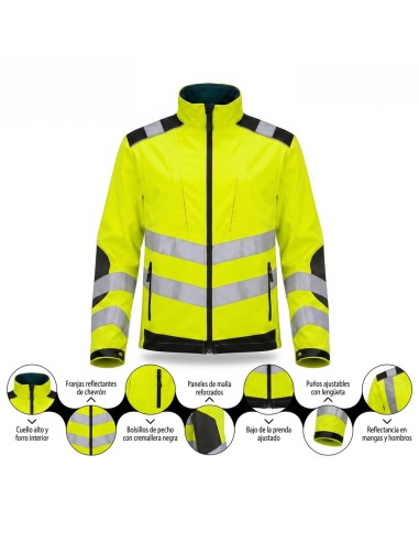 High Visibility Softshell Jacket Size XL with Reflective Strip