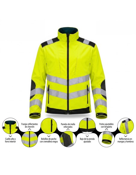 High Visibility Softshell Jacket Class 2 XXL with Reflective Strip
