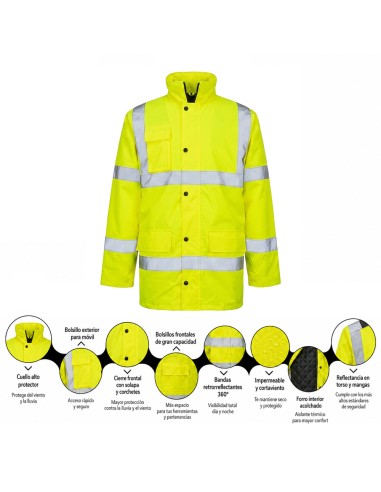 High Visibility Waterproof Parka Size M 100% Water