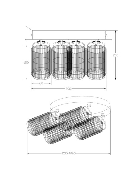 Sahara Black Sanded Ceiling Plenum 4xGU10