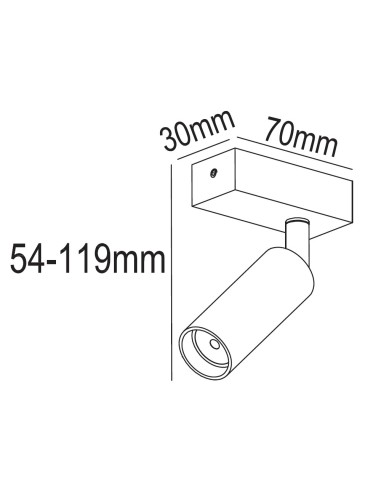 Slim Black Sanded Wall Mount 30x70 mm