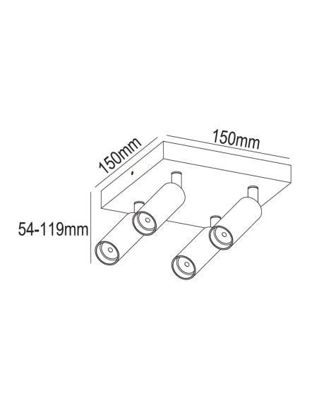 Slim Black Sanded Ceiling Mount 4xG9