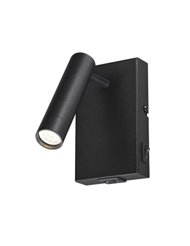 Slim Black Wall Mount with USB 1xG9