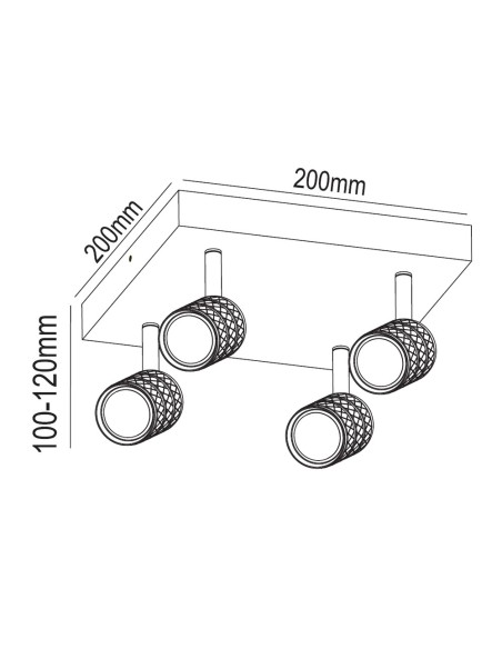 Adjustable Black and Gold Ceiling Plenum 4xGU10-35