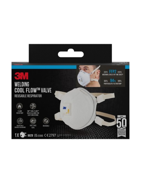 Masque FFP2 avec vanne anti-exhalation pour fumées de soudage 3M