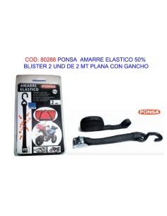 Elastischer Bund Ponsa 50% Blister 2 und 2 m flach mit Haken