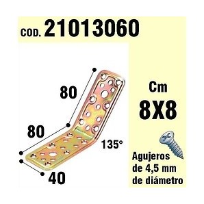 Suporte angular de madeira 40x80x80 mm. / 135°