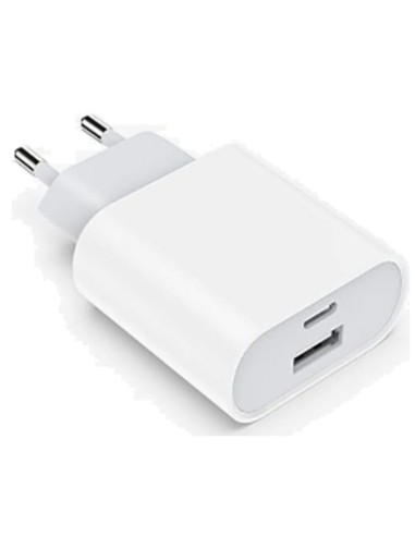Chargeur 20 W avec sortie USB-A et USB-C blanc
