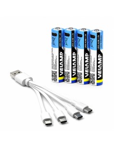 Pilas AAA litio recargables USB-C 400mAh x4