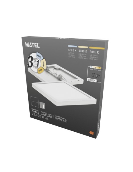Panel LED Cuadrado Ajustable Blanco 300mm 24W 3CCT