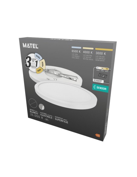 Panel LED Redondo Ajustable Blanco Sensor 230mm 18W