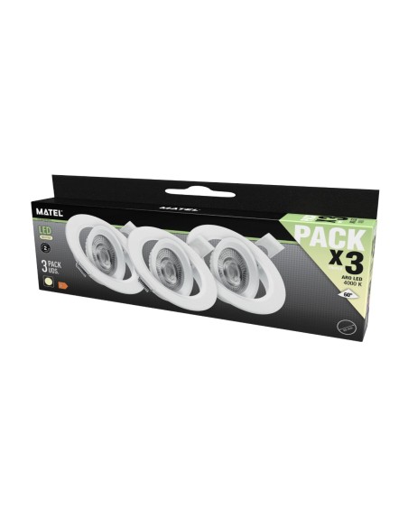 Round Flat White Swingable LED Ring 5W Neutral 3pk
