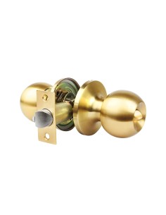 Round Handlock Bathroom Knob 65mm Matte Brass