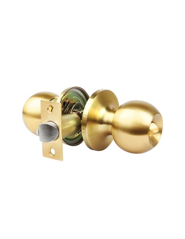 Round Handlock Bathroom Knob 65mm Matte Brass