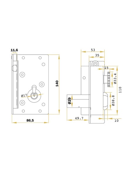 Dorcas Right Overlapping Lock 29x50mm Security Cylinder