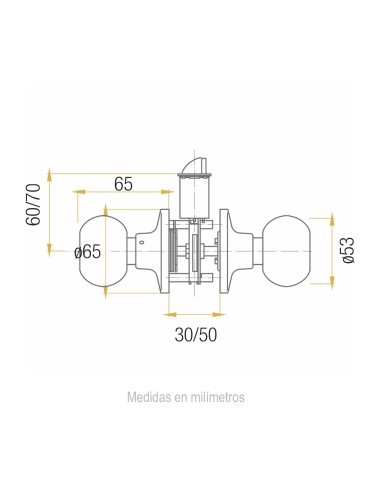 Round Brass Shiny Handlock Knob Step 65mm