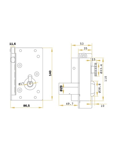 T/DORCAS Left Lock 29x50mm Security Cylinder