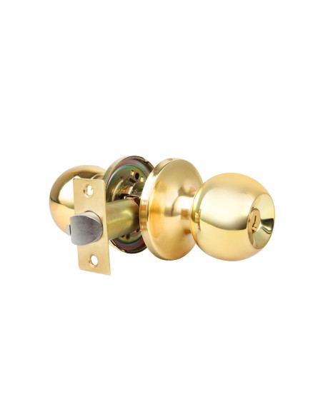 Office Round Brass Shiny Handlock 65mm