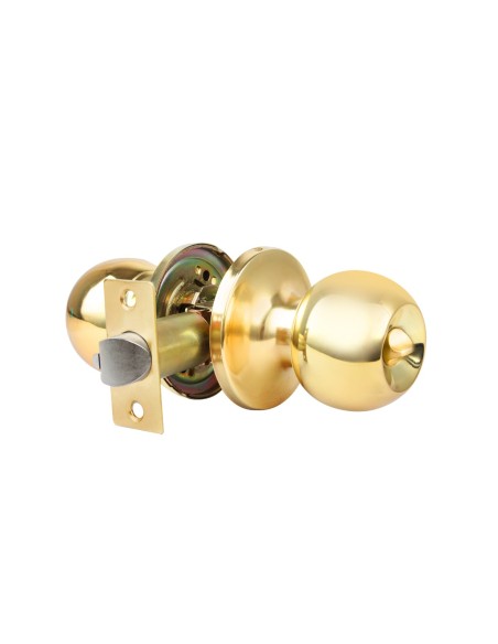 Round Handlock Bath Knob 65mm Brass Shine