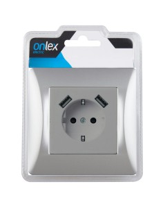 Encaixar tomada base com moldura 2USB titânio Onlex 2