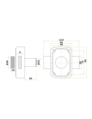 T/UCEM Beige Serreta Handle Overlapping Lock 25x50mm