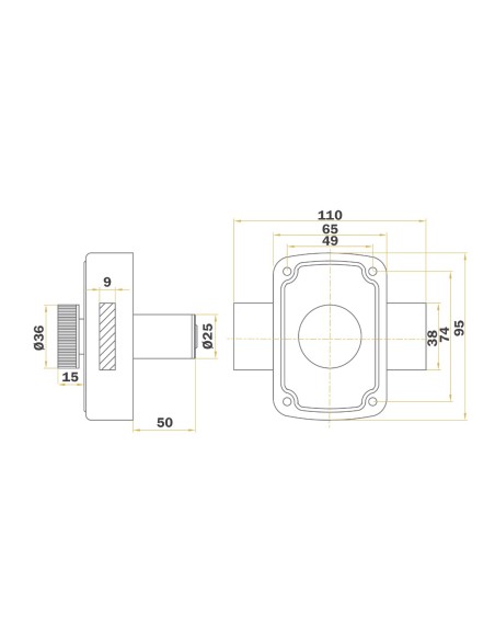 T/UCEM Beige Serreta Handle Overlapping Lock 25x50mm