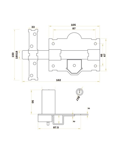 Cerrojo Sicurezza T/FAC Cromo 27x50mm Handlock