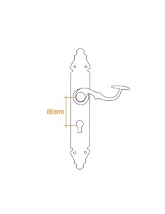 Manche forgé Handlock avec plaque de serrure 275mm Noir 2