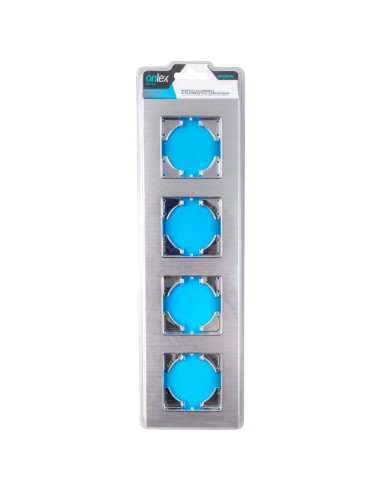 Cadre Encastrer Aluminium Argent Onlex Horizontal 4 Éléments