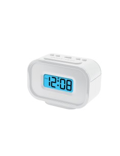 Orologio digitale bianco con sveglia e luce notturna