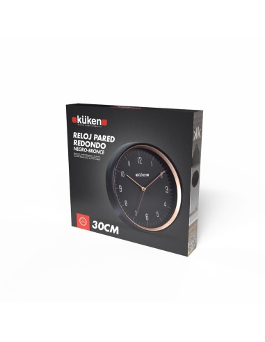 Black Round Wall Clock 30 cm Küken