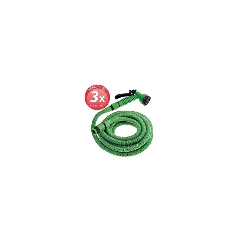 Manguera Extensible Riego Compacto 10 A 30 Metros Con Pistola 7 Posiciones 08070504