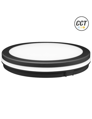 Black Round LED Wall Sconce 20W CCT IP65