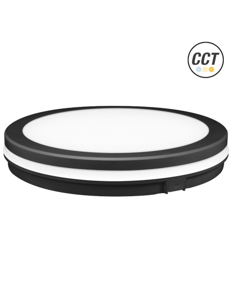Black Round LED Wall Sconce 20W CCT IP65