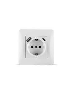 Recessed White USB-A USB-C Socket 10A