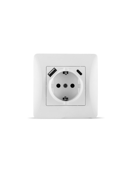 Empotrable Blanco Enchufe USB-A USB-C 10A