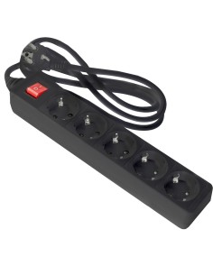 Base de enchufes Onlex 5 tomas con interruptor negro 5mt